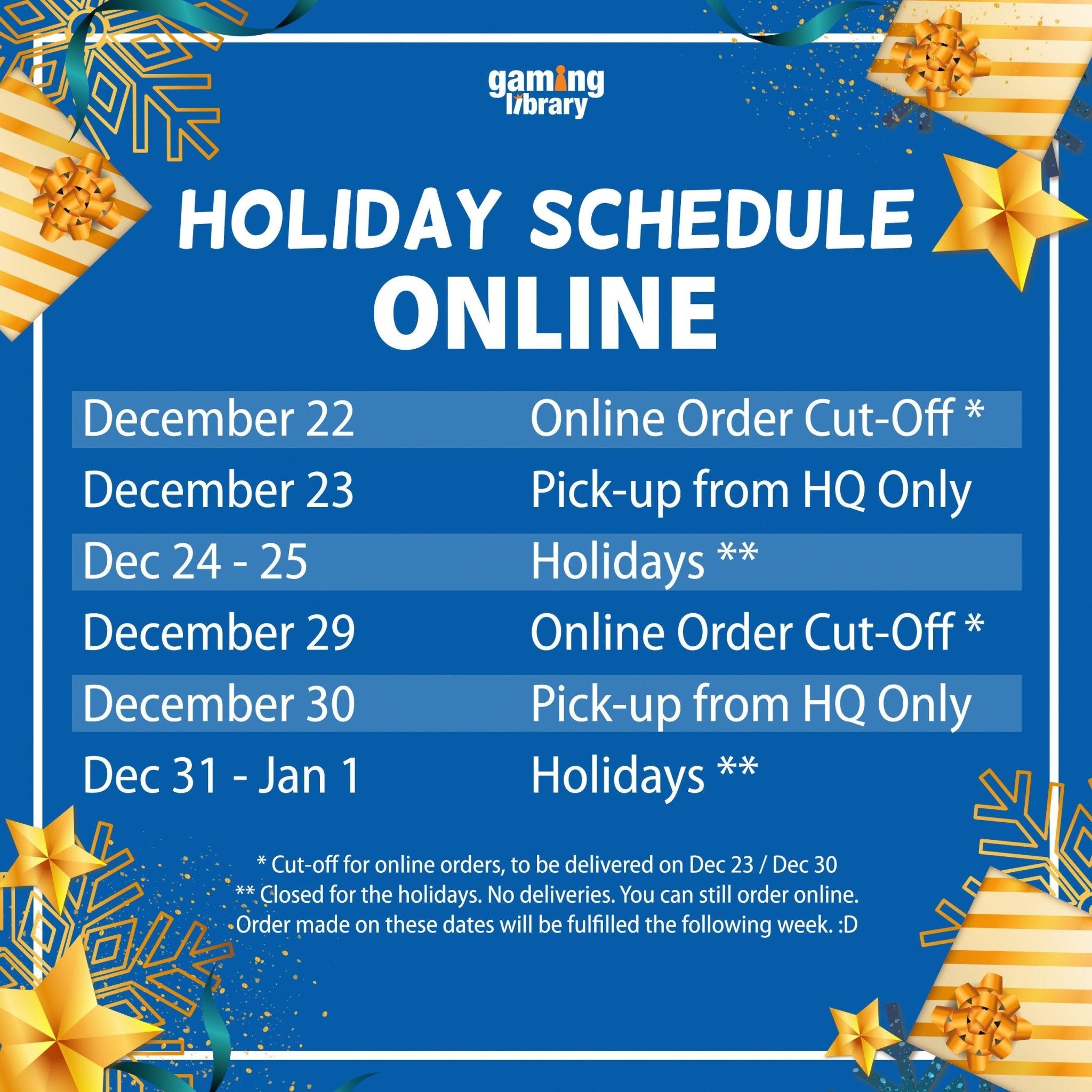 Holiday Schedule